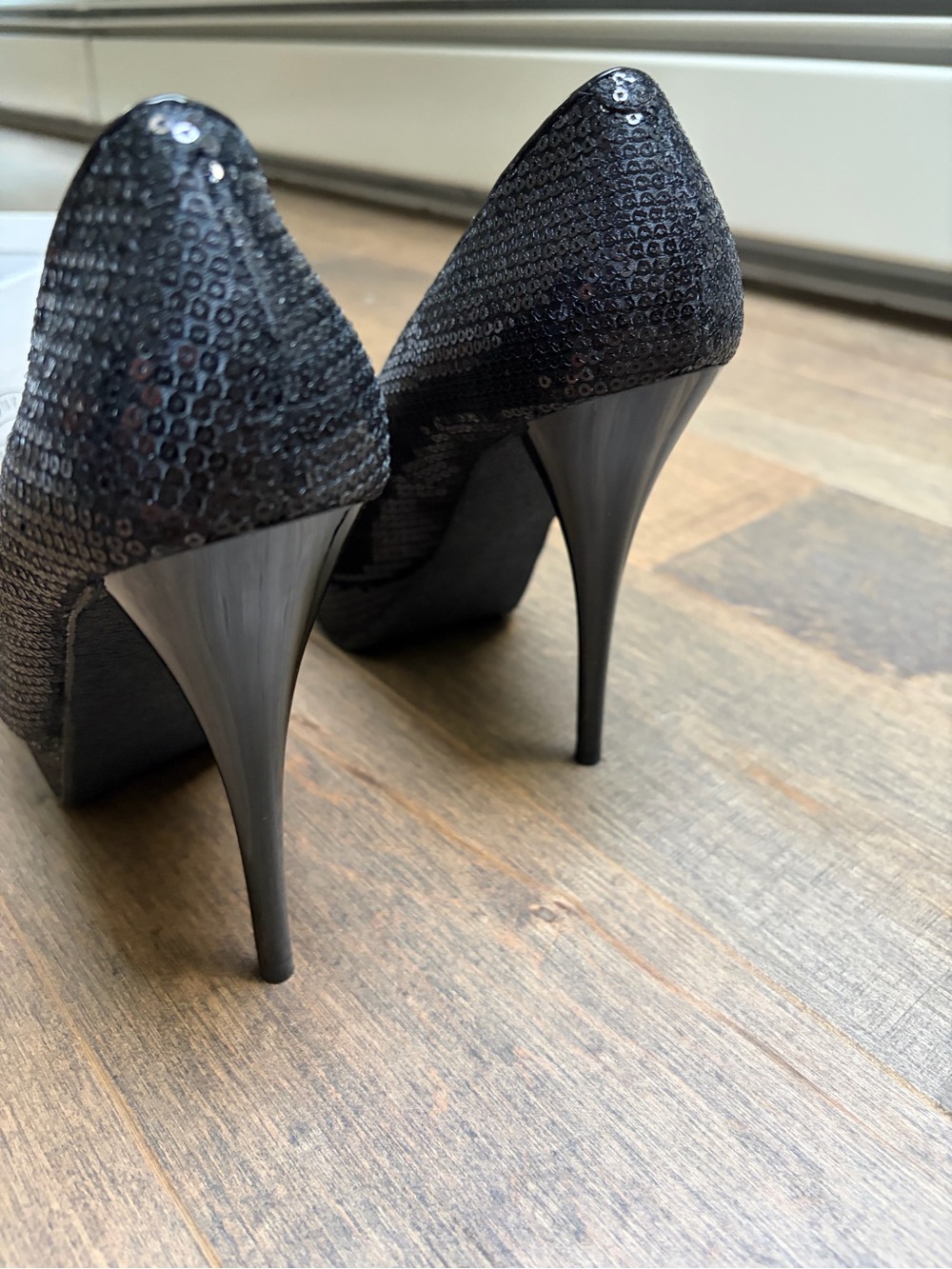 Steve Madden Black Sequined Stiletto Heels